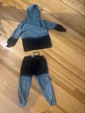 Sometime Soon- Blue/teal to Black Dip-Dye Hoodie & Jogger Set
